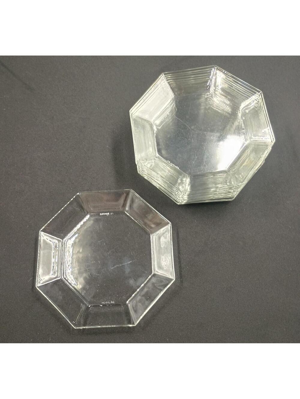 Vintage Arcoroc France Octime octagon clear glass Salad Plates Lot of 11